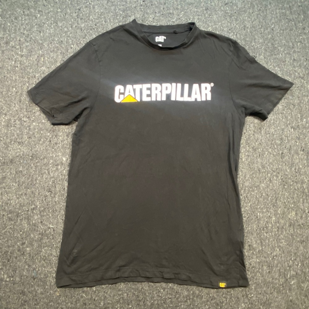 Caterpillar Graphic T Shirt M Mens Black Short‎ Sleeve Cotton Logo Workwear Tee
